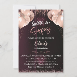 Surprise Birthday Rose Gold Invitation for Adults