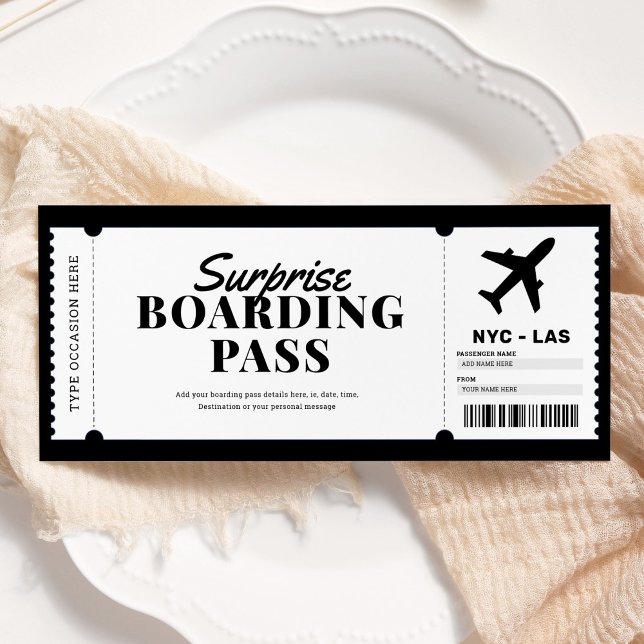 Surprise Boarding Pass Aeroplane Gift Ticket Invitation (Creator Uploaded)