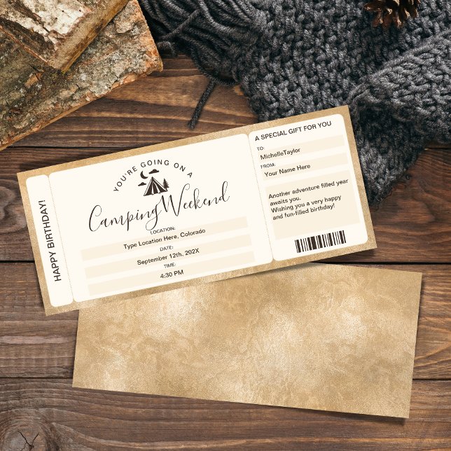 Surprise Boarding Pass Ticket Camping Weekend Invitation (Creator Uploaded)