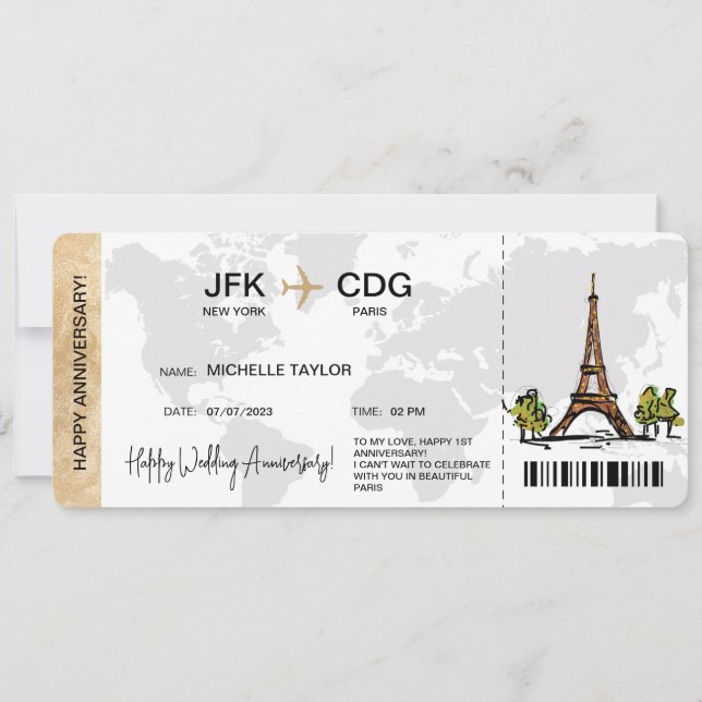 Surprise Boarding Pass Trip Ticket Destination Invitation (Front)