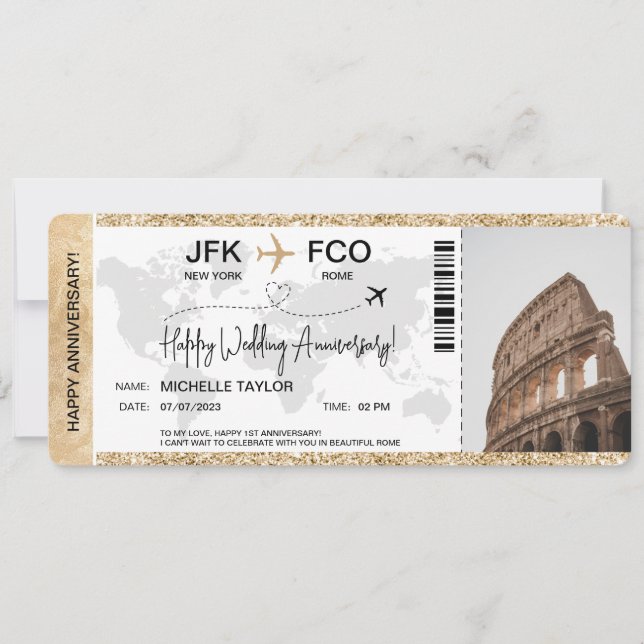 Surprise Boarding Pass Trip Ticket Destination  Invitation (Front)