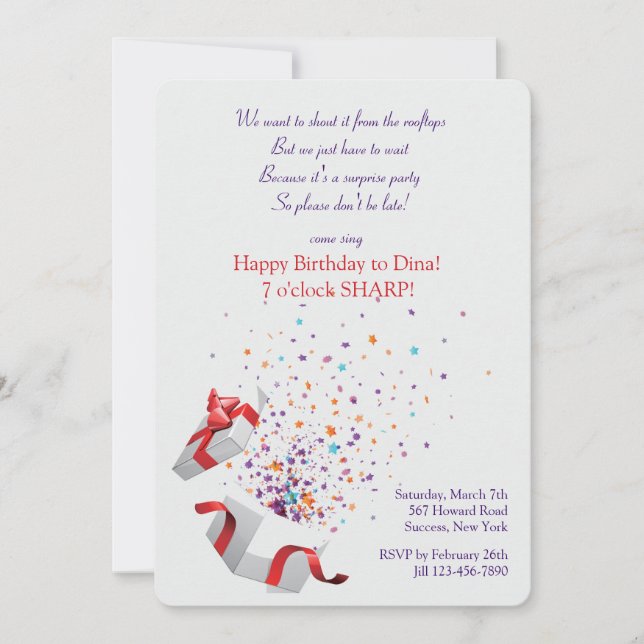 Surprise Box Birthday Party Invitation (Front)