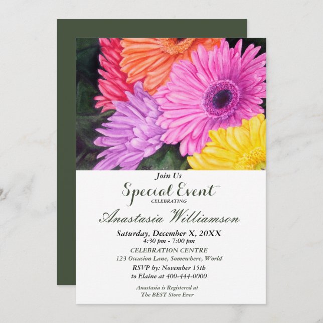 SURPRISE CELEBRATION PARTY EVENT INVITE (Front/Back)