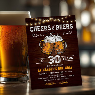 Surprise Cheers and Beers 30th Birthday Invitation