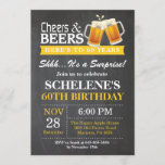 Surprise Cheers and Beers 60th Birthday Invitation<br><div class="desc">Surprise Cheers and Beers 60th Birthday Invitation Card. Adult Birthday. Yellow. 16th 18th 21st 30th 40th 50th 60th 70th 80th 90th 100th. Any Age. For further customisation,  please click the "Customise it" button and use our design tool to modify this template.</div>