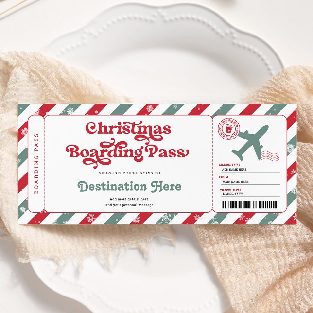 Surprise Christmas Boarding Pass Gift Ticket  Invitation (Creator Uploaded)