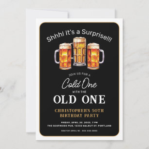 Surprise Cold One With Old One Beer 50th Birthday Invitation