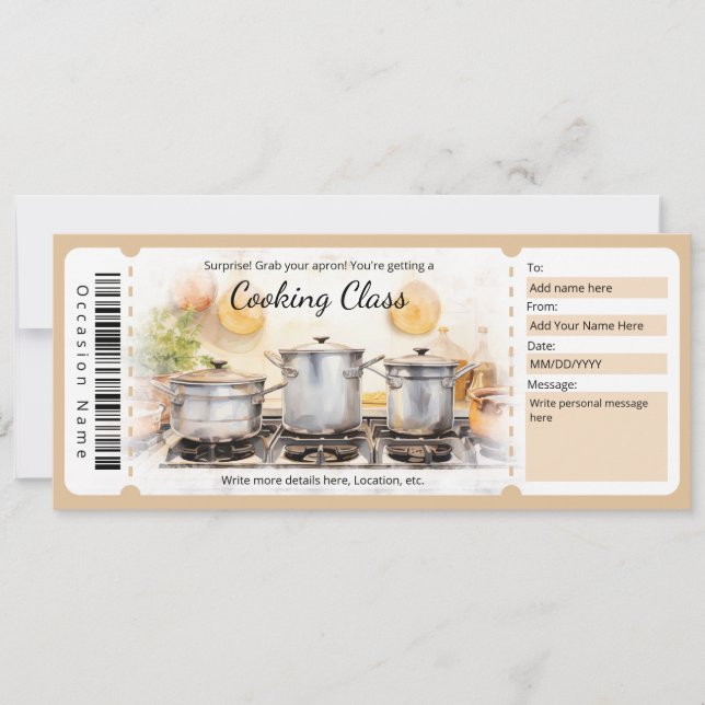Surprise Cooking class Gift Certificate Template (Front)