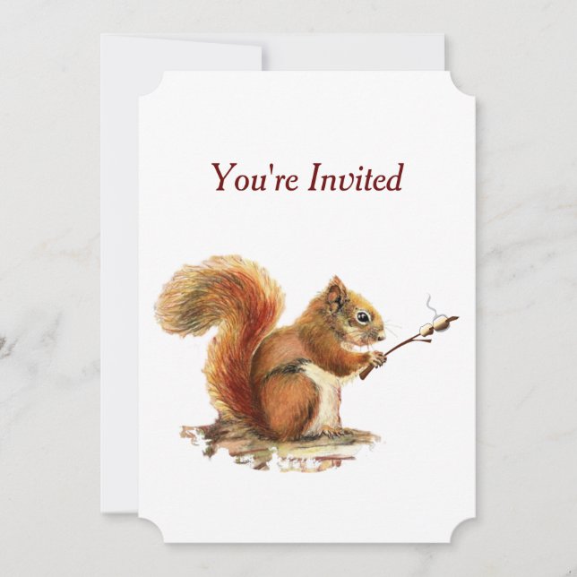 Surprise Cookout BBQ Birthday Squirrel Humour Invitation (Front)