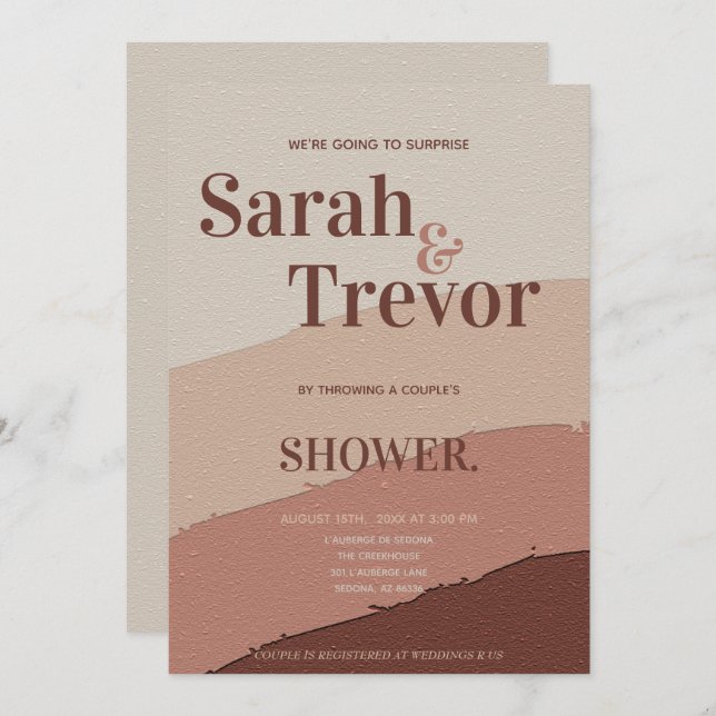 Surprise Couple's Shower Ivory Almond Cream Invitation (Front/Back)