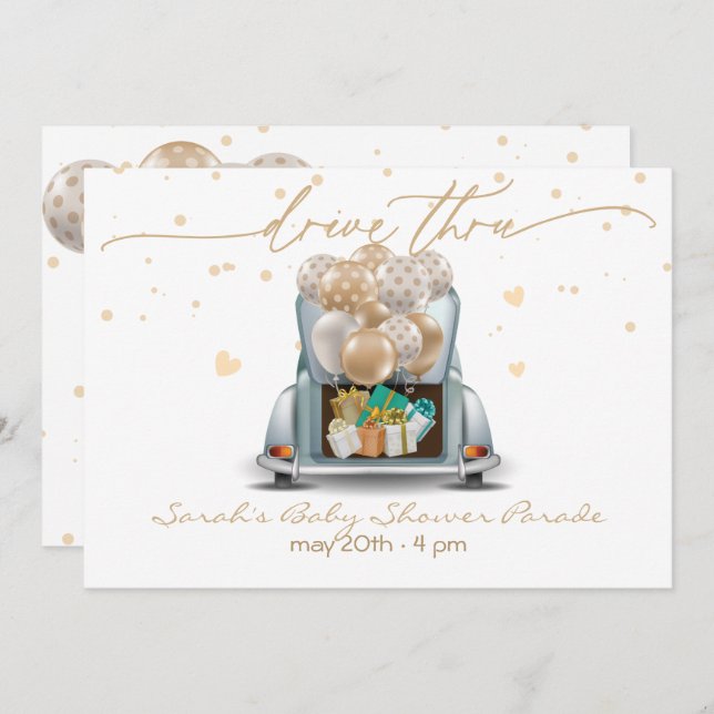 Surprise Drive Thru Baby Shower Parade 2 Invitation (Front/Back)