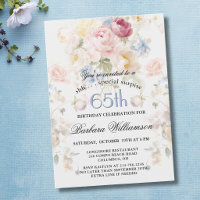 SURPRISE Elegant Painted Floral 65th Birthday