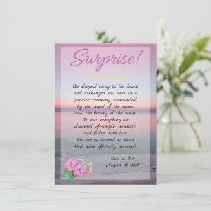 SURPRISE! Elopement Announcement Beach Sunset