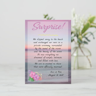 SURPRISE! Elopement Announcement Beach Sunset