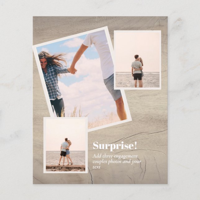 SURPRISE! Engagement Announcement PHOTO COLLAGE (Front)