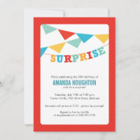 Surprise Flags Surprise Party Invitation in Red