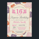 Surprise Floral 16th Birthday Invitation Pink Rose<br><div class="desc">Surprise Floral 16th Birthday Invitation. Pink Purple Orange Roses. Women,  Lady,  Girl Birthday. 13th 15th 16th 18th 20th 21st 30th 40th 50th 60th 70th 80th 90th 100th,  Any Ages. For further customisation,  please click the "Customise it" button and use our design tool to modify this template.</div>