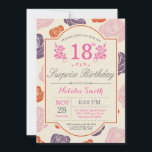 Surprise Floral 18th Birthday Invitation Pink Rose<br><div class="desc">Surprise Floral 18th Birthday Invitation. Pink Purple Orange Roses. Women,  Lady,  Girl Birthday. 13th 15th 16th 18th 20th 21st 30th 40th 50th 60th 70th 80th 90th 100th,  Any Ages. For further customisation,  please click the "Customise it" button and use our design tool to modify this template.</div>