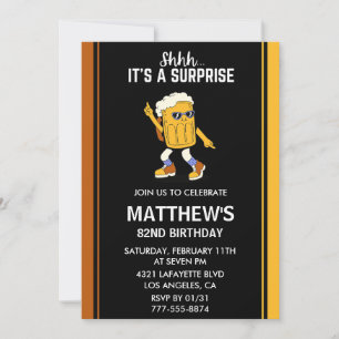 Surprise Funny Beer Men 82nd birthday invitations 