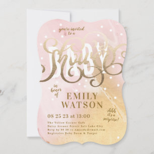 Surprise Girl Gold Foil Watercolor Baby Shower Invitation