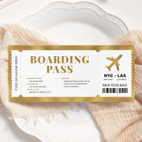 Surprise Gold Boarding Pass Plane Gift Ticket