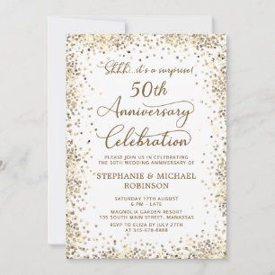 Surprise Gold Glitter 50th Wedding Anniversary Invitation