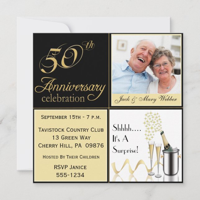 Surprise Golden Wedding Anniversary Invitations (Front)