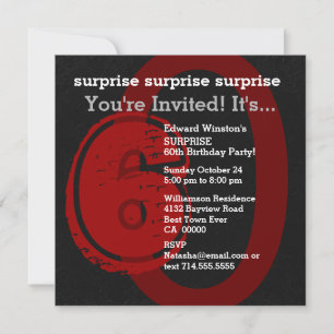 SURPRISE Grunge 60th Birthday Red and Black W202C3 Invitation