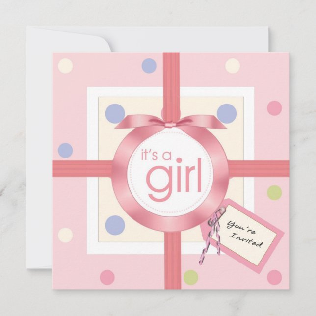 Surprise! It's a Baby Girl Baby Shower Invitation (Front)