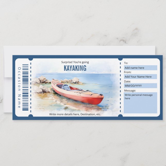Surprise Kayaking Gift Certificate Template (Front)