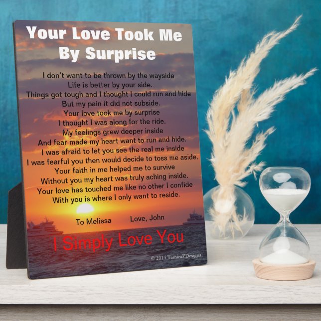 Surprise Love Poem Ocean EASEL Plaque (Side)