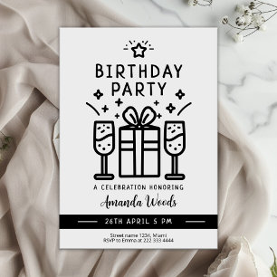 Surprise Minimalist Birthday Bash Invitation