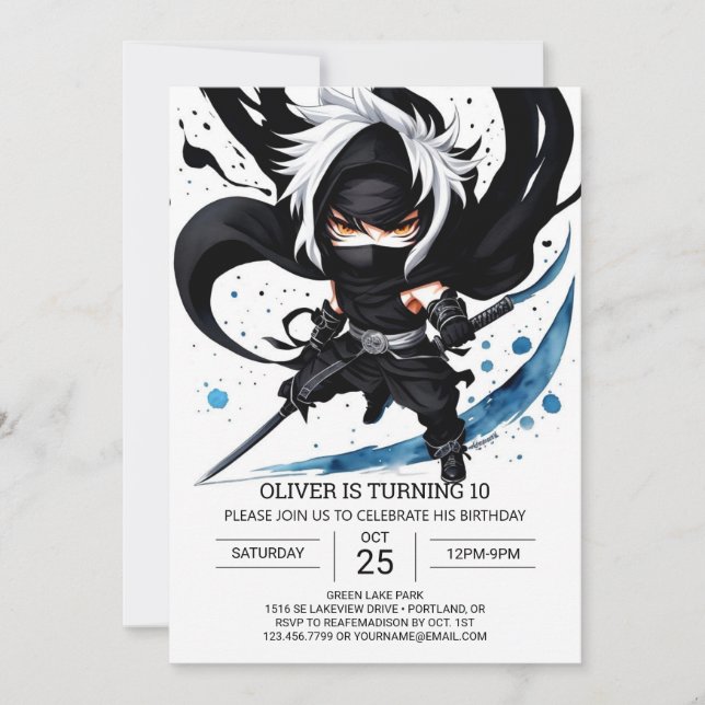 Surprise Ninja Adventure Kids' Birthday Invitation (Front)