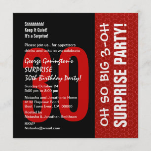 Surprise Oh So Big 3 Oh 30th Birthday Metallic Invitation