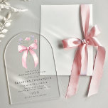 SURPRISE PARTY 18th Birthday Bow Wildflower Arch Acrylic Invitations<br><div class="desc">A feminine pink coquette bow is decorated with small pink and purple wildflowers.</div>