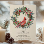 SURPRISE PARTY 18th Birthday Red Cardinal Wreath Invitation<br><div class="desc">An elegant red cardinal nestled in a winter greenery wreath invites guests to your winter or Christmas birthday party. The watercolor design features a beautiful cardinal and a pine wreath decorated with red flowers and berries along with pine cones.</div>