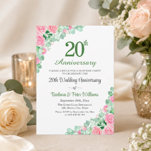 Surprise Party 20th Wedding Anniversary Roses Invitation
