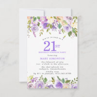 SURPRISE PARTY 21st Birthday Pretty Purple Floral