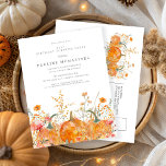 SURPRISE PARTY 21st Birthday Pumpkin Wildflower Invitation Postcard<br><div class="desc">Fall pumpkins are nestled in delicate golden yellow and orange wildflowers to create an elegant aesthetic. All of the text is editable so you can easily craft your own special mood.</div>