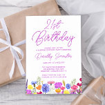 SURPRISE PARTY 21st Birthday Purple Wildflower Invitation<br><div class="desc">A pretty wildflower border decorates the bottom of this adult 21st birthday surprise party invitation. Purple, blue, yellow and orange flowers create a colourful and happy design to celebrate this milestone birthday. Modern and simple purple calligraphy adds a trendy touch to keep it fresh. The open and carefree lettering flow...</div>