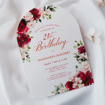SURPRISE PARTY 21st Birthday Red Pink Floral Arch Invitation<br><div class="desc">Red roses and blush pink peonies are nestled in dark green leaves on this birthday invitation. Classic script calligraphy lets your guests know it's a milestone birthday and who the birthday celebrant is. This item is part of the Red Rose Pink Peony collection. It contains the templates you can use...</div>