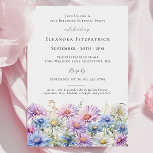 SURPRISE PARTY 21st September Birth Month Flower Invitation