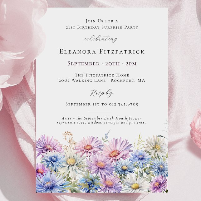 SURPRISE PARTY 21st September Birth Month Flower Invitation (Creator Uploaded)