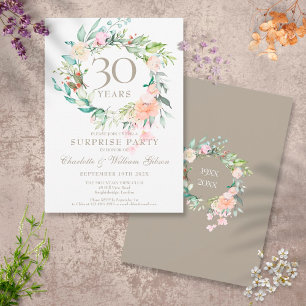 Surprise Party 30th Anniversary Roses Garland Invitation