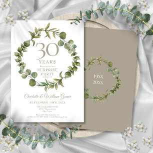 Surprise Party 30th Anniversary Woodland Greenery  Invitation