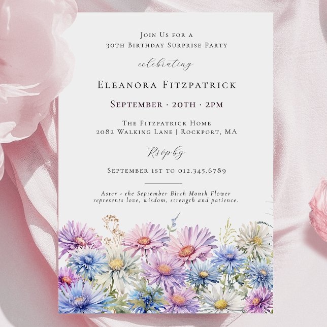 SURPRISE PARTY 30th September Birth Month Flower Invitation (Creator Uploaded)