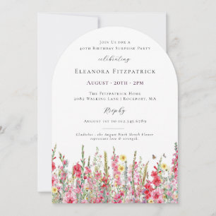 SURPRISE PARTY 40th Birthday August Birth Flower Invitation