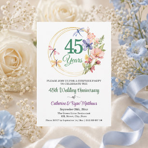 Surprise Party 45th Wedding Anniversary Floral Invitation