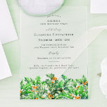 SURPRISE PARTY 50th Birthday Holly December Acrylic Invitations<br><div class="desc">Festive holly and berry birthday invitation is perfect for your December birthday party. See-through acrylic invitations are the hottest invitation trend of the season! Bright green holly is decorated with deep red berries. Holly is also the December birth flower which represents happiness, joy, good luck and respect. All of the...</div>