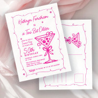 SURPRISE PARTY 50th Birthday Pink Doodle Martini
